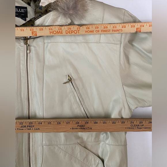 Pelle STUNNING Vintage LUXE Fur & Leather Parka Ivory Women’s size S Oversized - Picture 6 of 16